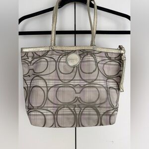 Coach F17474 Signature Multicolor Tartan Plaid Tote Bag FLAWED